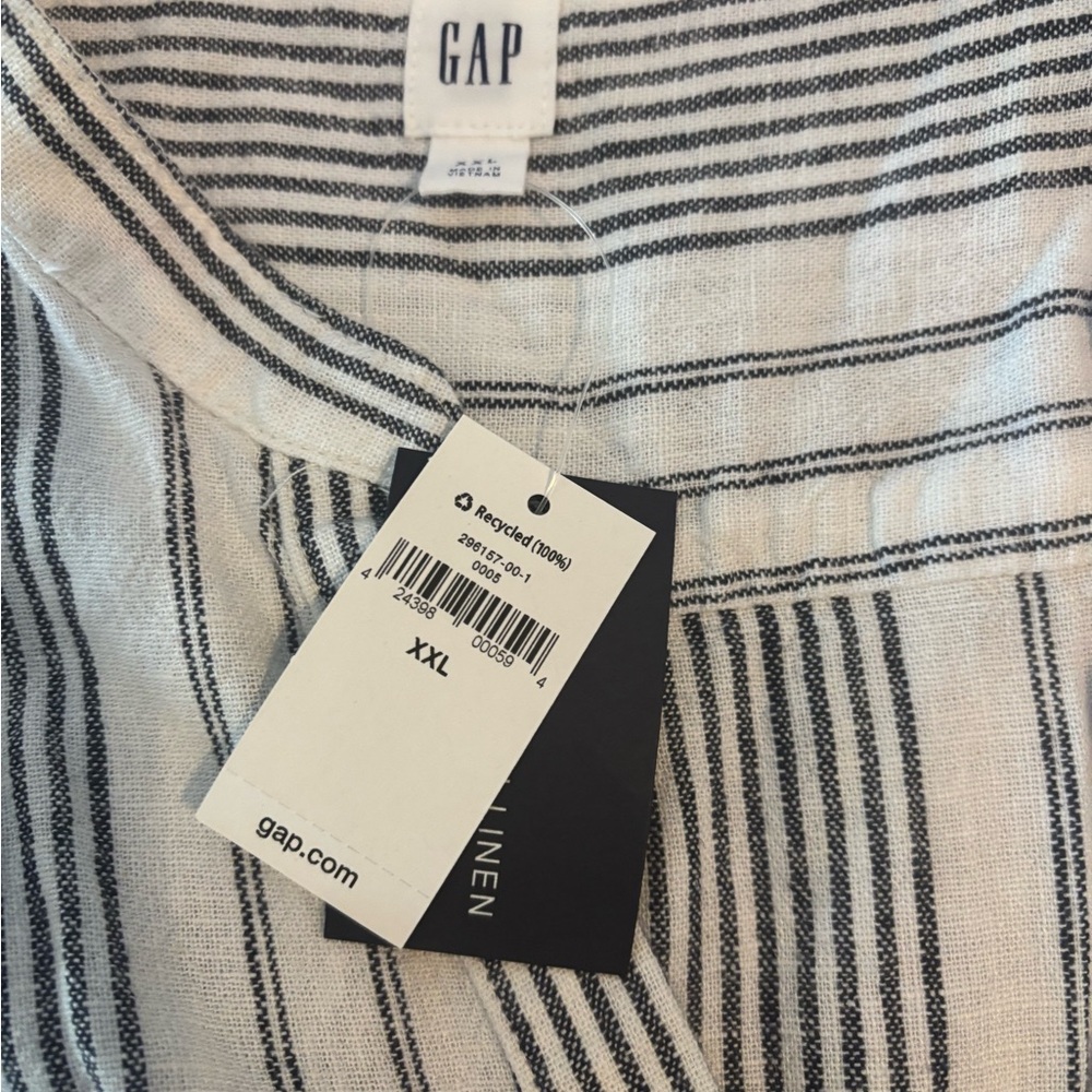 GAP Blue and White Linen Blend Striped Midi Dress XXL NWT - Picture 4 of 10